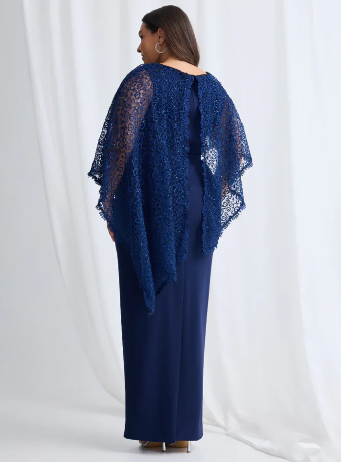 June Dress Soft Sparkle in a Fluid Silhouette in Navy Mother of the Groom Dress
