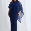 June Dress Soft Sparkle in a Fluid Silhouette in Navy Mother of the Groom Dress
