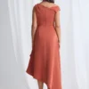 Justina Dress Refined Drama in a Flowing Silhouette in Burnt Orange Mother of the Groom Dress