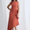 Justina Dress Refined Drama in a Flowing Silhouette in Burnt Orange Mother of the Groom Dress