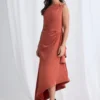 Justina Dress Refined Drama in a Flowing Silhouette in Burnt Orange Mother of the Groom Dress
