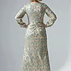 Long Sleeve Metallic Crinkle Drape Mint Gold Gown by Adrianna Papell