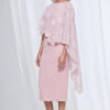 Lorelei Midi Layered Texture with Metallic Detail in Blush Mother of the Bride Dress
