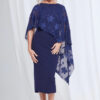 Lorelei Midi Layered Texture with Metallic Detail in Navy Mother of the Groom Dress