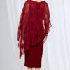Lorelei Midi Layered Texture with Metallic Detail in Wine Mother of the Bride Dress