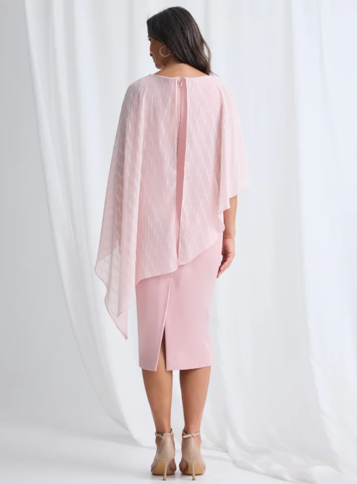 Mannie Midi Dress with Metallic Shine in Blush Mother of the Groom Dress