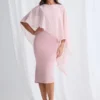 Mannie Midi Dress with Metallic Shine in Blush Mother of the Groom Dress