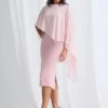 Mannie Midi Dress with Metallic Shine in Blush Mother of the Groom Dress