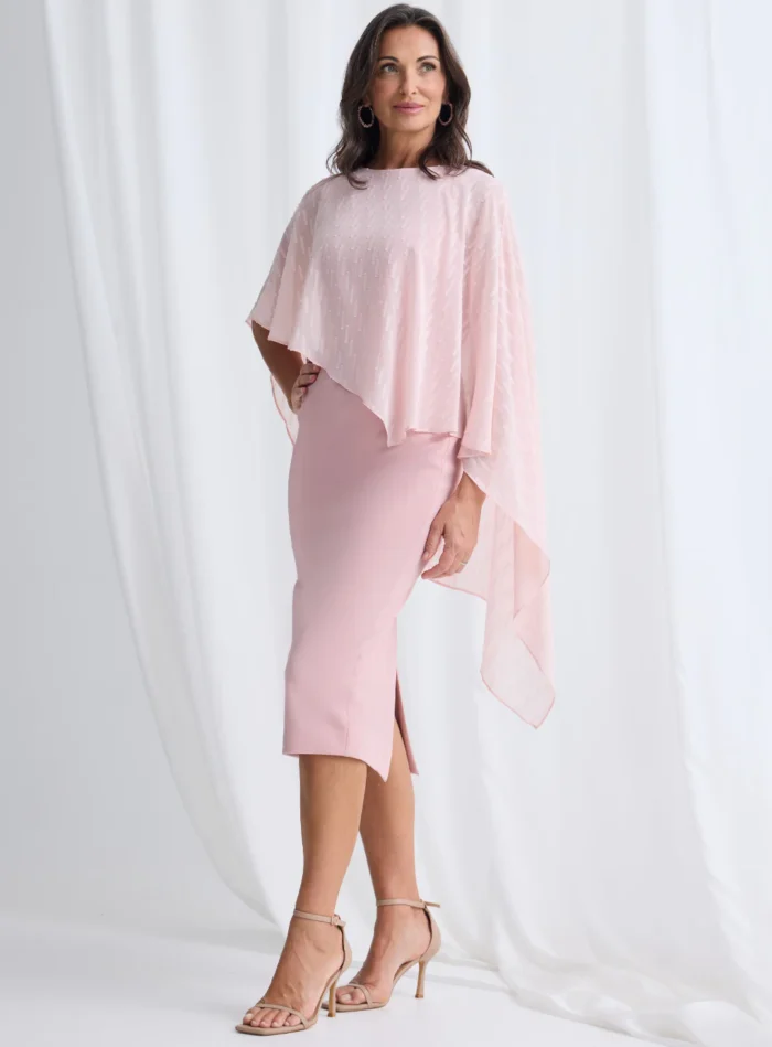Mannie Midi Dress with Metallic Shine in Blush Mother of the Groom Dress