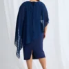 Mannie Midi Dress with Metallic Shine in Navy Mother of the Groom Dress