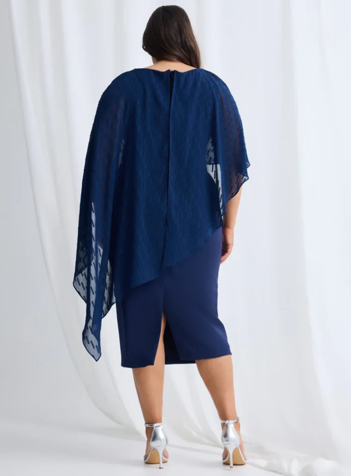 Mannie Midi Dress with Metallic Shine in Navy Mother of the Groom Dress