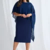 Mannie Midi Dress with Metallic Shine in Navy Mother of the Groom Dress