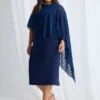 Mannie Midi Dress with Metallic Shine in Navy Mother of the Groom Dress