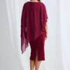 Mannie Midi Dress with Metallic Shine in Wine Mother of the Groom Dress