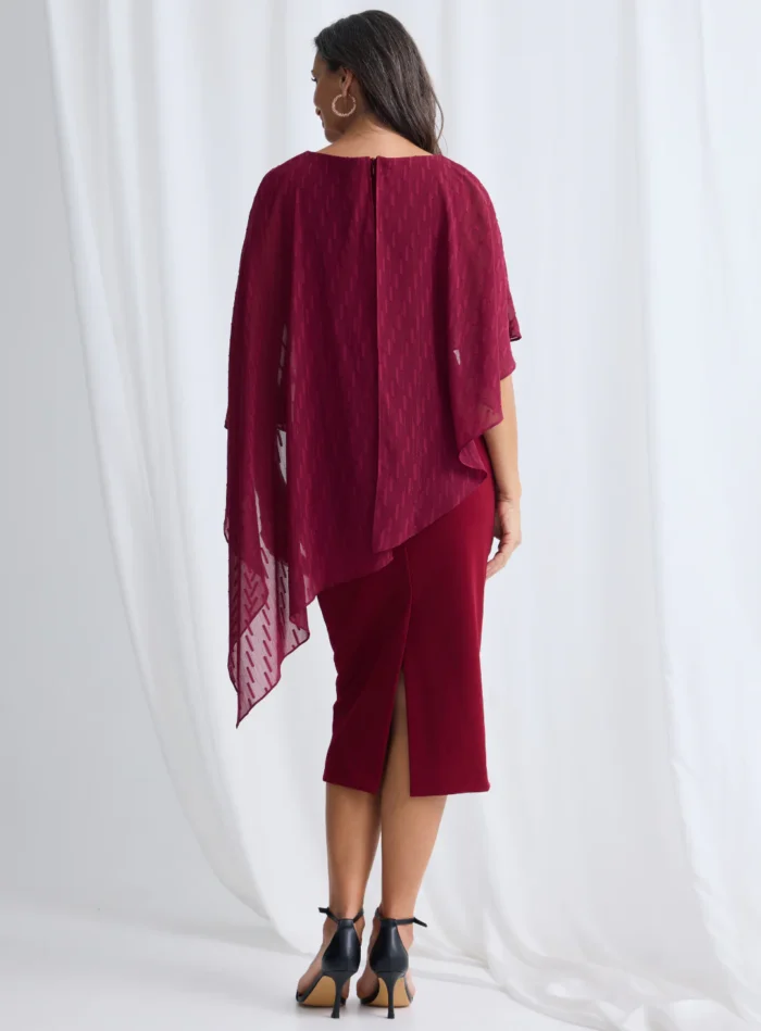 Mannie Midi Dress with Metallic Shine in Wine Mother of the Groom Dress