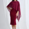 Mannie Midi Dress with Metallic Shine in Wine Mother of the Groom Dress