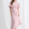 Martha Hem Dress Soft Drape with Modern Ease in Blush Mother of the Bride Dress
