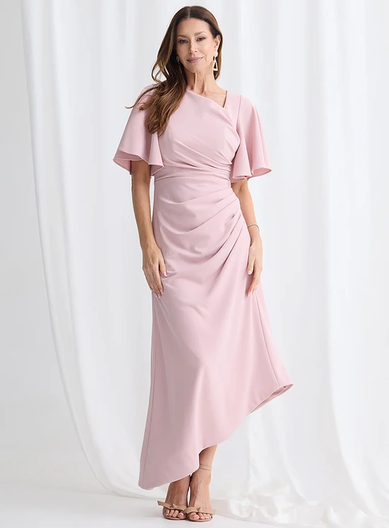 Martha Hem Dress Soft Drape with Modern Ease in Blush Mother of the Bride Dress