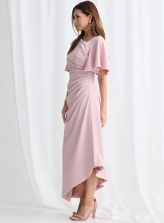 Martha Hem Dress Soft Drape with Modern Ease in Blush Mother of the Bride Dress