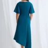 Martha Hem Dress Soft Drape with Modern Ease in Teal Mother of the Bride Dress