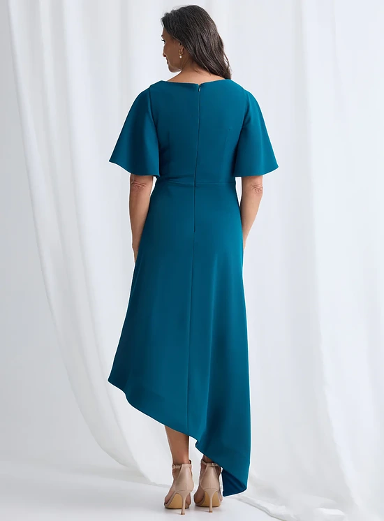 Martha Hem Dress Soft Drape with Modern Ease in Teal Mother of the Bride Dress