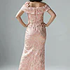 Off Shoulder 3D Floral Jacquard Blush Gown by Adrianna Papell