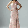 Off Shoulder 3D Floral Jacquard Blush Gown by Adrianna Papell