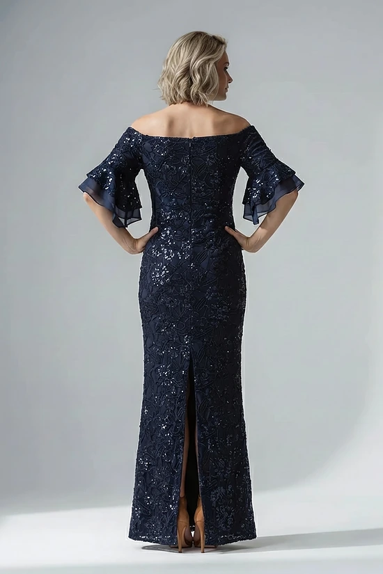 Off Shoulder Floral Jacquard A Midnight Line Gown by Adrianna Papell