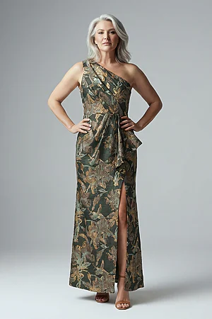 green floral mob dress Baltic Born Womens Montaigne Ruffle Maxi Dress | Sage Floral main image 1