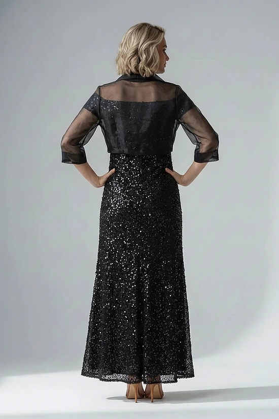 Black Organza Wrap Jacket With Short Sleeves by Adrianna Papell
