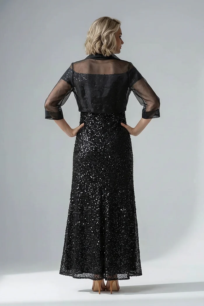 Black Organza Wrap Jacket With Short Sleeves by Adrianna Papell