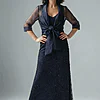 Midnight Organza Wrap Jacket With Short Sleeves by Adrianna Papell