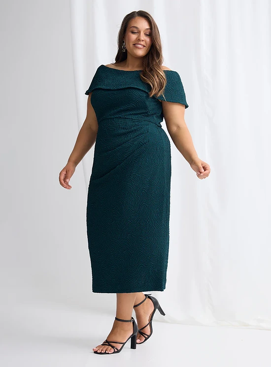 Shari Midi Refined Elegant Cocktail in Teal Mother of the Groom Dress