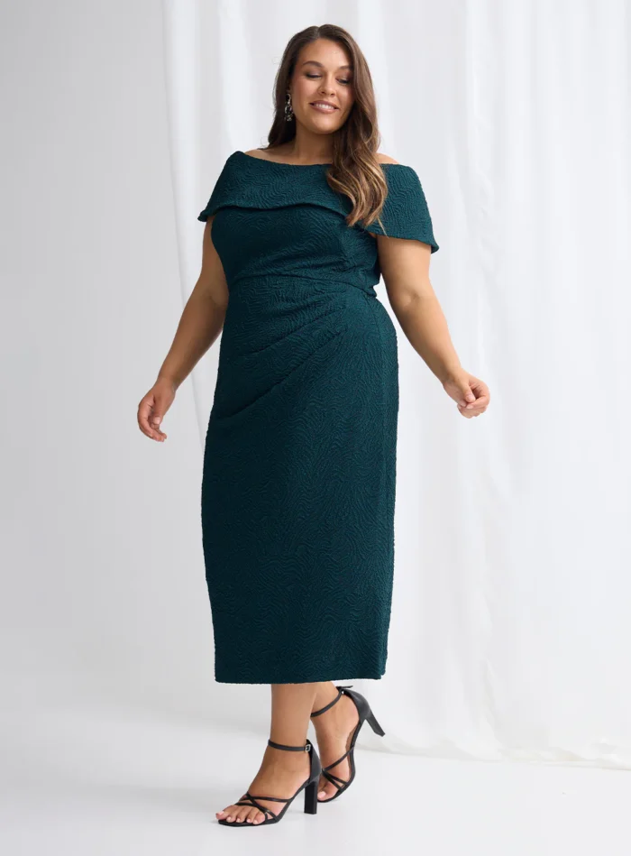 Shari Midi Refined Elegant Cocktail in Teal Mother of the Groom Dress
