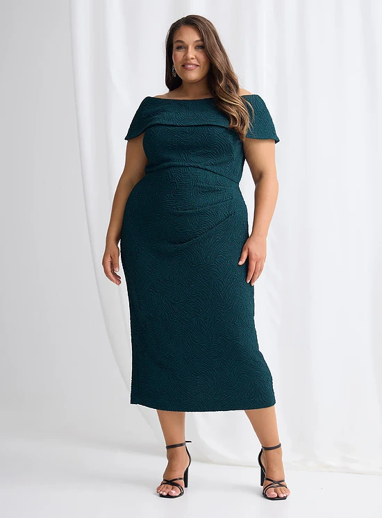 Shari Midi Refined Elegant Cocktail in Teal Mother of the Groom Dress