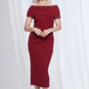 Shari Midi Refined Elegant Cocktail in Wine Mother of the Groom Dress
