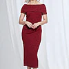 Shari Midi Refined Elegant Cocktail in Wine Mother of the Groom Dress