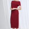 Shari Midi Refined Elegant Cocktail in Wine Mother of the Groom Dress