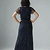 Short Sleeve Beaded Floral Embroidery Midnight Multi Gown by Adrianna Papell