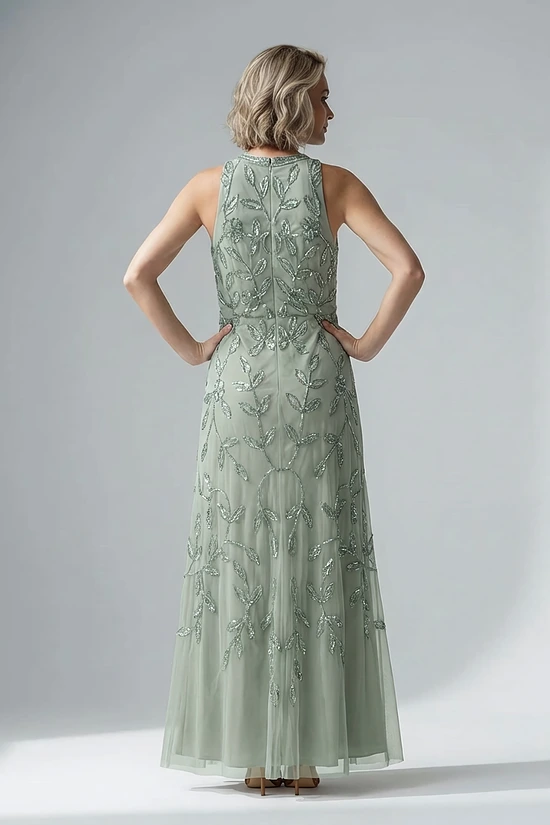 Sleeveless Blouson Mermaid Aqua Gown With Jasmine Beading by Adrianna Papell