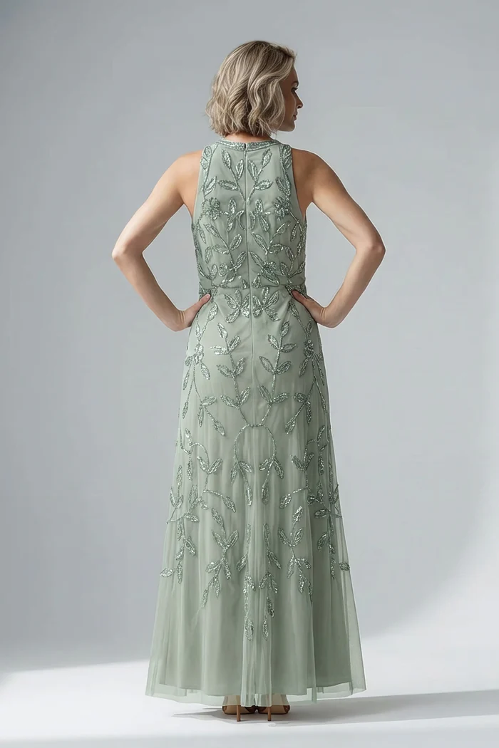 Sleeveless Blouson Mermaid Aqua Gown With Jasmine Beading by Adrianna Papell