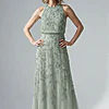 Sleeveless Blouson Mermaid Aqua Gown With Jasmine Beading by Adrianna Papell