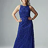 Sleeveless Blouson Mermaid Dark Blue Gown With Jasmine Beading by Adrianna Papell