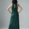 Sleeveless Blouson Mermaid Emerald Gown With Jasmine Beading by Adrianna Papell
