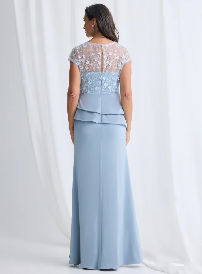Tania Peplum Gown Beaded Elegance with Soft Structure in Pale Blue Mother of the Bride Dress