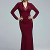 Tuxedo Mermaid Burgundy Gown With Long Sleeves by Adrianna Papell
