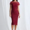 Vena Midi Sequined Lace in Wine Mother of the Groom Dress