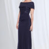 Veronica Beaded Off Shoulder Gown in Navy Mother of the Groom Dress