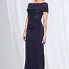 Veronica Beaded Off Shoulder Gown in Navy Mother of the Groom Dress