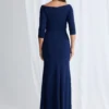 Vianne Sleeved Gown Classic Glamour with Modern Balance in Navy Mother of the Bride Dress